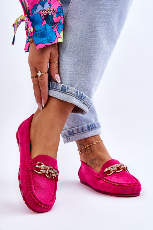 Wsuwane Damskie Zamszowe Mokasyny Fuksja Sorento