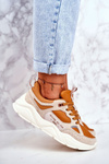 Damskie Sportowe Buty Sneakersy Big Star GG274653 Beżowo-Brązowe