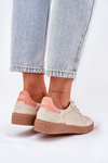 Zamszowe Buty Sportowe Sneakersy Damskie D.Franklin DFSH387005 Beżowe 
