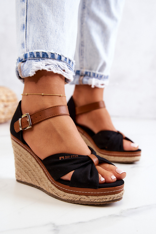 Sandały Damskie Na Koturnie Big Star JJ274937 Czarne