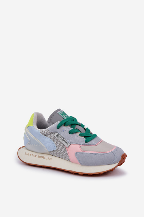 Sneakersy Damskie Na Platformie Memory Foam System Big Star NN274682 Niebieskie