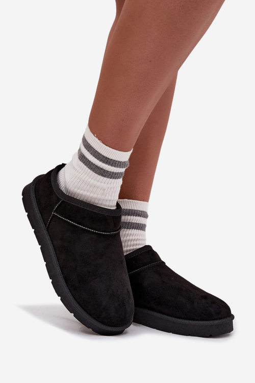 Śniegowce Damskie Ocieplane Futerkiem Czarne Serenne