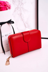 Elegancki Portfel Damski Zapinany na Suwak Czerwony
