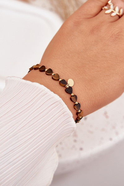 Bransoletka Serduszka Ze Stali Chirurgicznej Brązowa