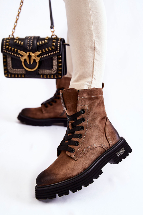 Damskie Zamszowe Botki Big Star KK274504 Brązowe