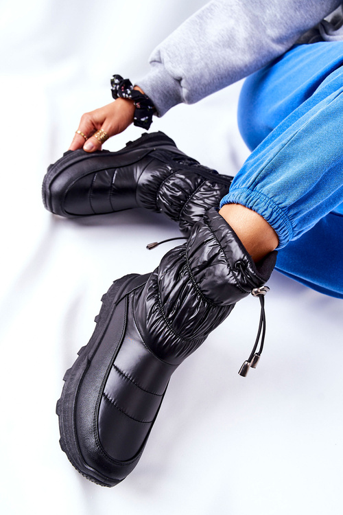 Damskie Ocieplane Śniegowce Na Suwak Czarne Starbone