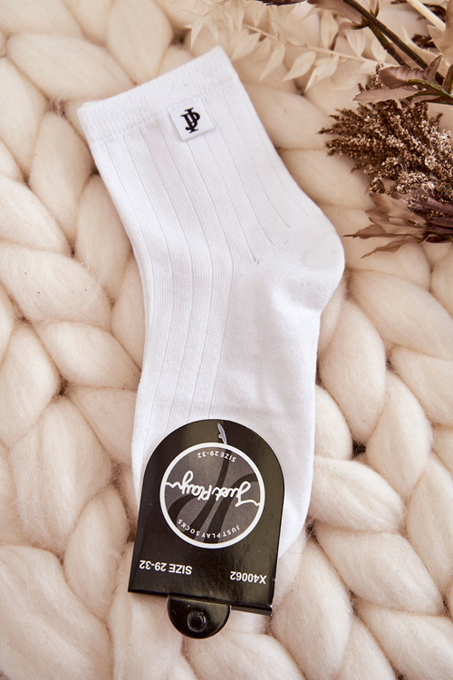 Młodzieżowe Klasyczne Skarpety Prążek Białe