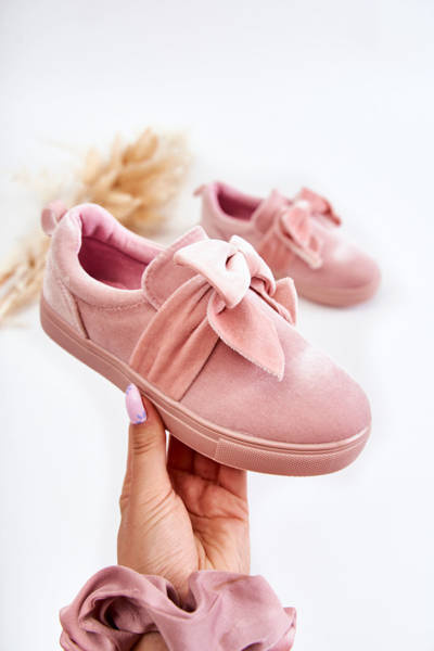 Dziecięce Trampki Slip-On Z Kokardą Różowe Timma