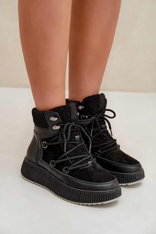 Niskie Śniegowce Na Platformie Czarne Naliora