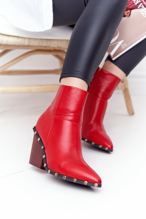 Damskie Kowbojskie Botki Na Obcasie Lu Boo Czerwone