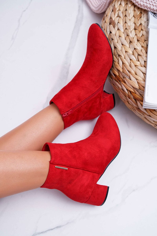 Damskie Botki Ocieplane Czerwone Fiorelli