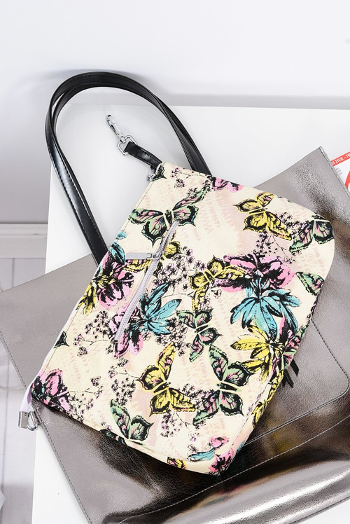 Duża Srebrna Torba Damska Shopper + Mniejsza Torebka