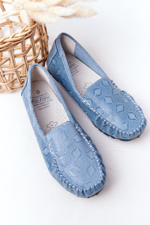 Skórzane Mokasyny RIO FLORE Eco-Friendly Niebieskie