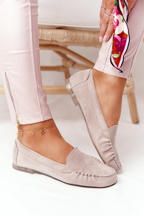 Zamszowe Mokasyny Sergio Leone MK722 Beżowe