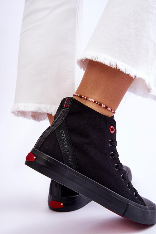 Damskie Klasyczne Wysokie Trampki Cross Jeans LL2R4088C Czarne