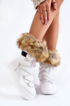 Damskie Śniegowce Z Futerkiem Sznurowane Białe Shannon