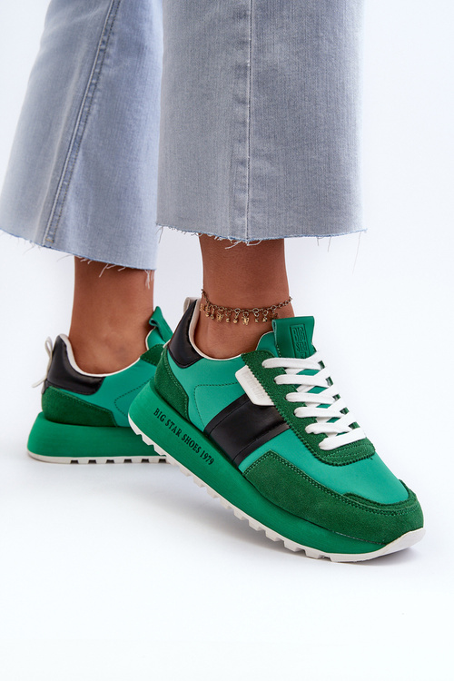 Sneakersy Damskie Na Platformie Big Star NN274501 Memory Foam System Zielone