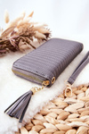 Duży Portfel Pikowany Z Paseczkiem Szary