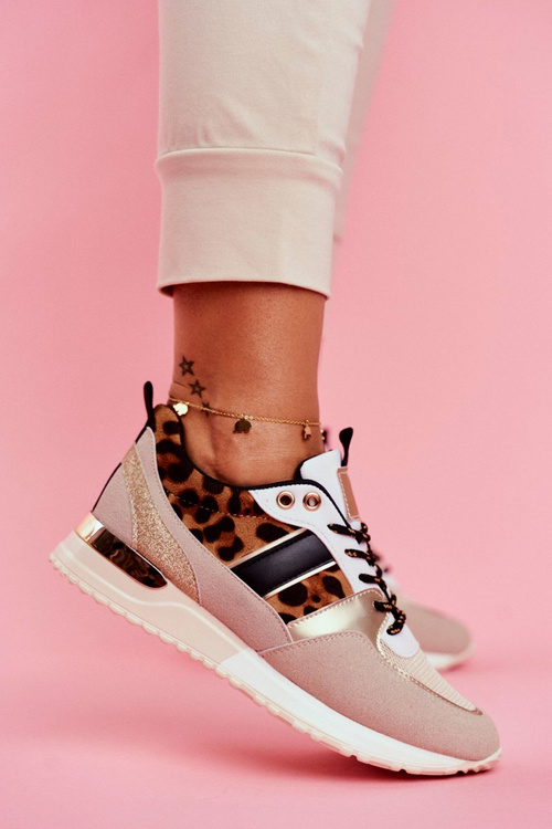 Sportowe Damskie Buty Beżowe Leopard Himme