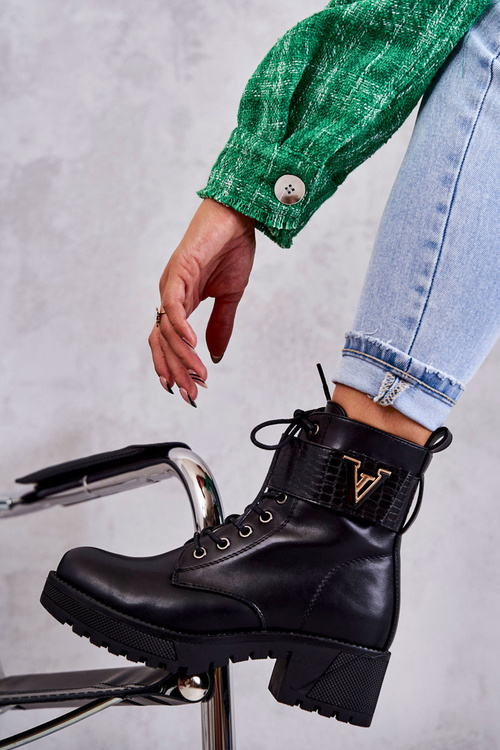 Skórzane Botki Na Suwak Z Ociepleniem Czarne Ramsey