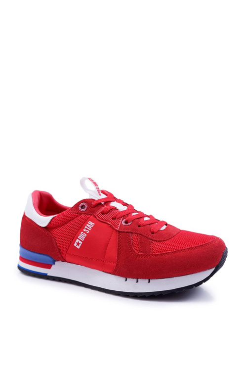 Sportowe Męskie Buty Big Star Skóra Zamszowa Czerwone DD174322