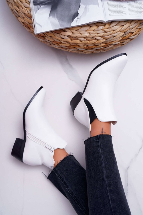 Damskie Botki Płaskie Białe Murino