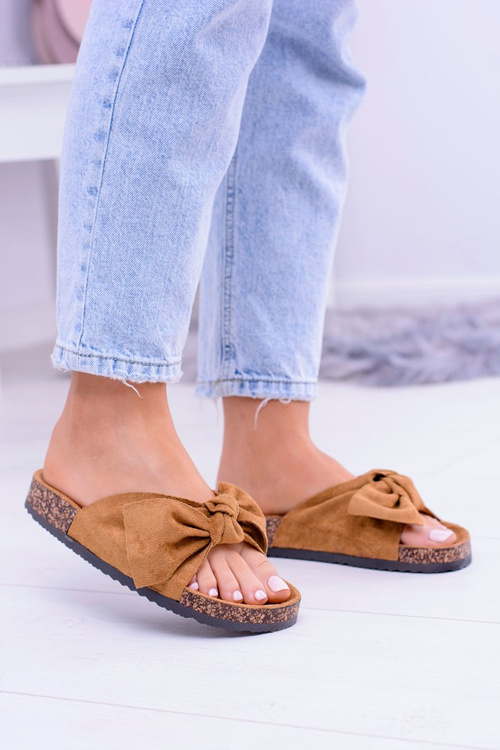 Damskie Klapki Na Korku Kokarda Camel Dominica