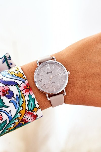 Zegarek Na Skórzanym Pasku Bez Niklu ERNEST Szary