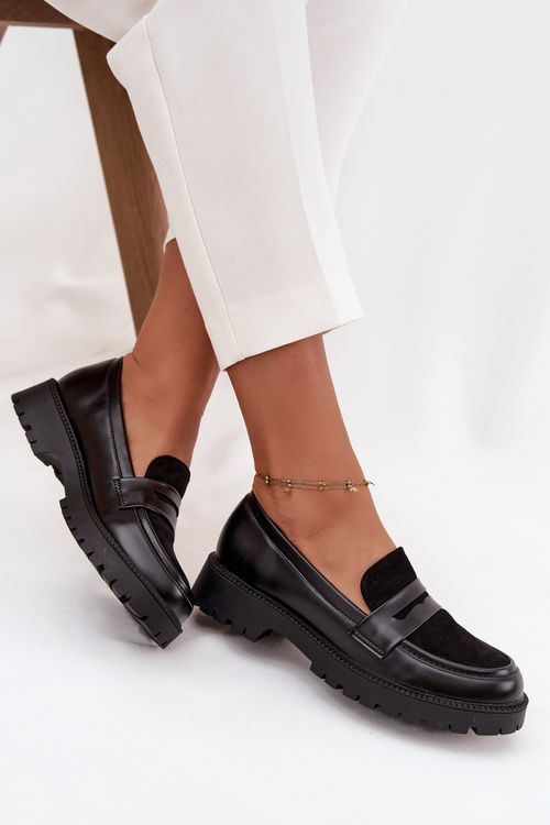 Mokasyny Damskie Z Eko Skóry Czarne Cailen