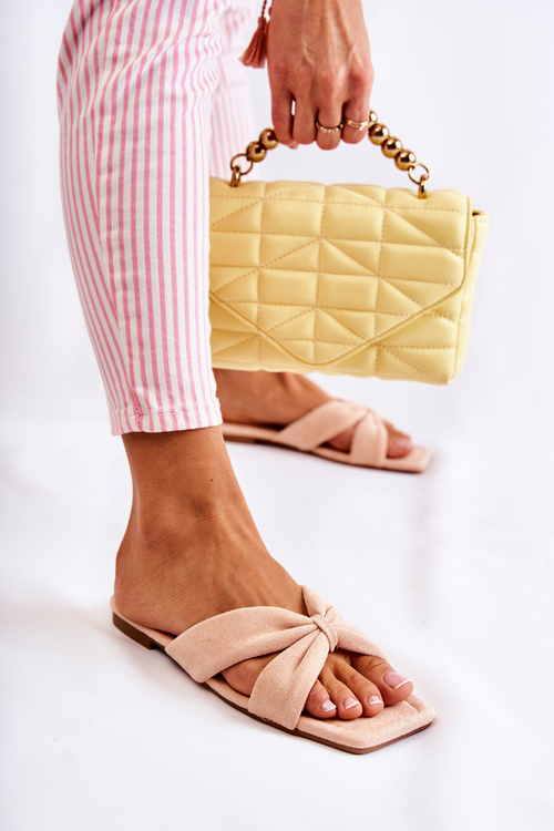 Damskie Welurowe Klapki Jasnoróżowe Vanilla Sky