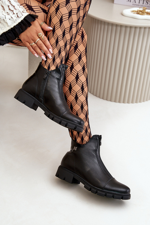 Ocieplane Botki Damskie Z Eko Skóry Czarne Verietta