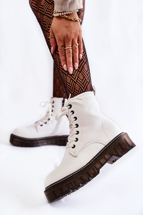 Damskie Botki Na Suwak Big Star KK274536 Białe