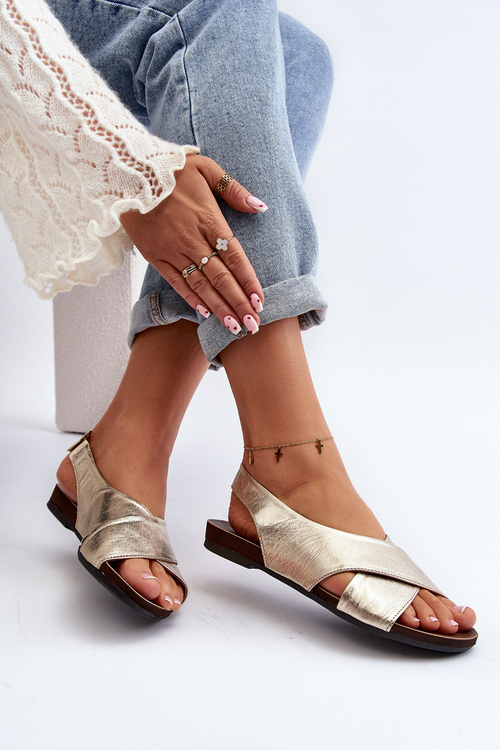 Zazoo 40407 Sandały Skórzane Damskie Złote