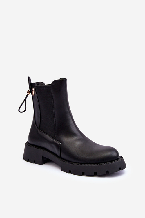 Skórzane Klasyczne Sztyblety Botki Damskie Czarne Harleia