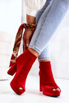 Botki Na Słupku Odkryte Palce Czerwone Adore