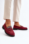 Damskie Zdobione Mokasyny Bordowe Dananei 