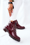 Lakierowane Ocieplane Botki Bordowe Cloghan
