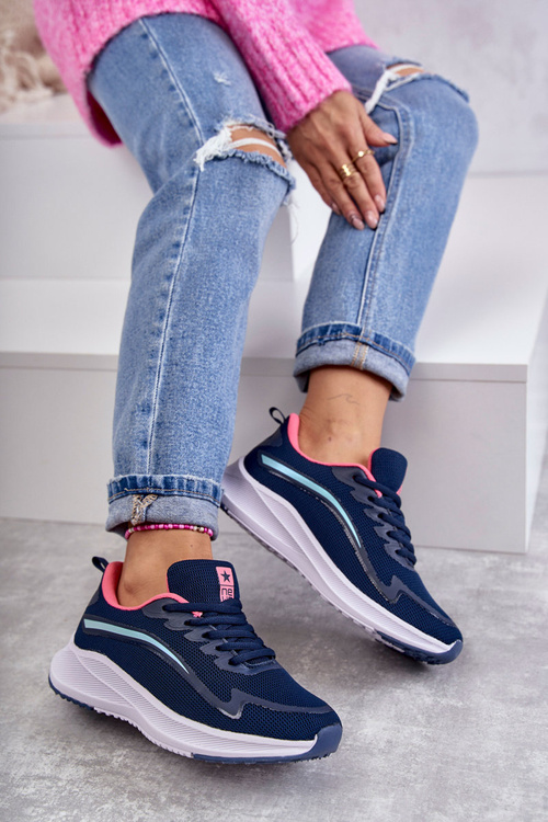 Damskie Modne Buty Sportowe Sneakersy Granatowe Ida