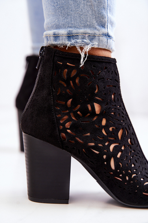 Botki Na Słupku Ażurowe Czarne Brittany