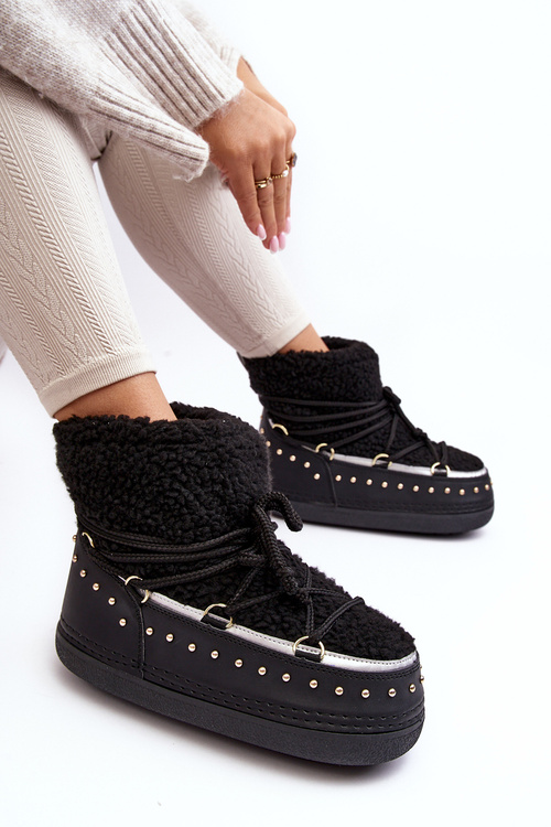 Damskie Ocieplane Śniegowce Czarne Rohes