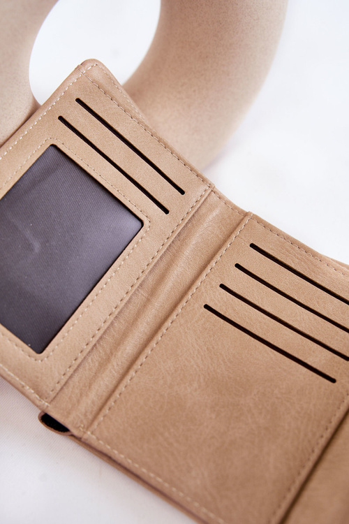 Damski Mały Portfel Na Magnes Beżowy Zaya