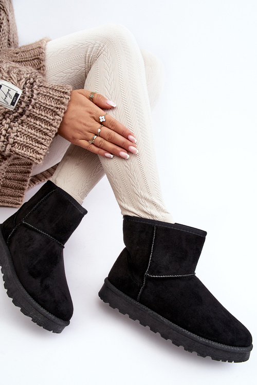 Zamszowe Śniegowce Damskie Ocieplane Czarne Nanga