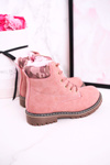 Dziecięce Botki Traperki Ocieplone Futerkiem Różowe London