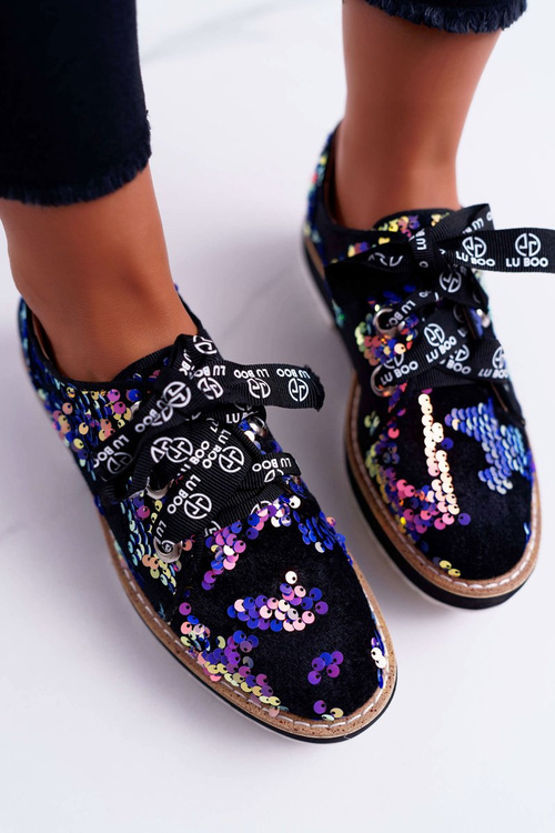 Damskie Półbuty Lu Boo Fioletowe Cekiny Moonlight