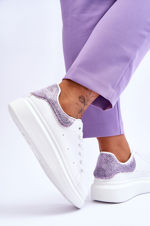 Damskie Buty Sportowe Z Ozdobnym Wzorem Biało-Fioletowe Delight