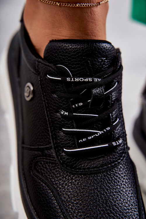 Damskie Skórzane Buty Sportowe Czarne Camrose