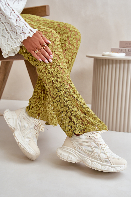 Buty Sportowe Sneakersy Damskie Beżowe Timoci