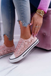 Trampki Damskie Niskie Koronkowe Różowe Veroli