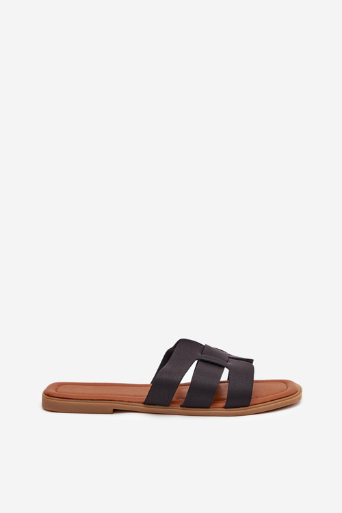 Klapki Damskie Na Płaskim Obcasie Czarne Mirona