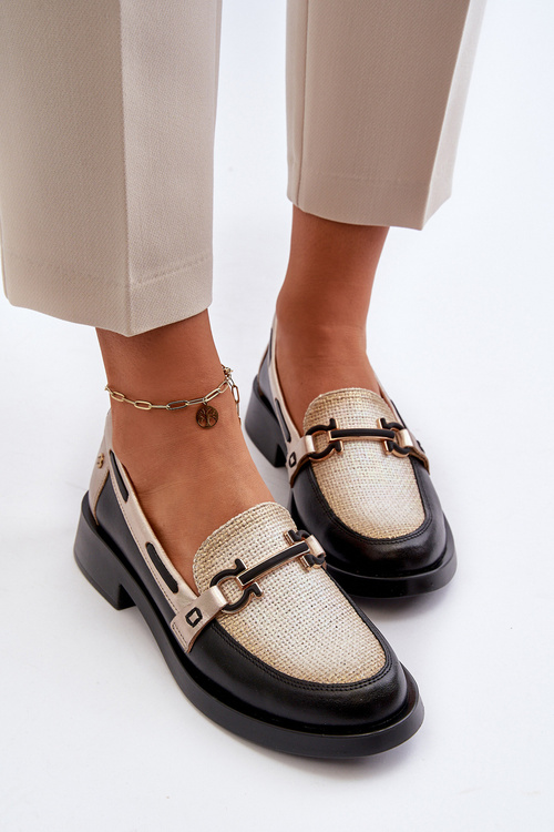 Skórzane Mokasyny Półbuty Damskie Maciejka 06493-01 Czarne